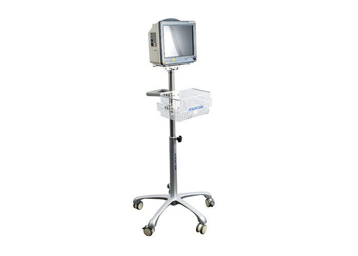 Stojak do monitora kardiologicznego pacjenta ze stopu aluminium z 5 nogami i koszem